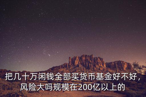 把幾十萬閑錢全部買貨幣基金好不好，風(fēng)險(xiǎn)大嗎規(guī)模在200億以上的