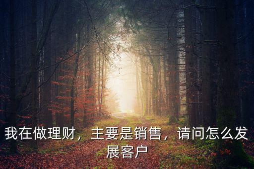 我在做理財(cái)，主要是銷售，請問怎么發(fā)展客戶