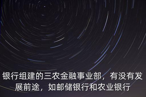 銀行組建的三農(nóng)金融事業(yè)部，有沒有發(fā)展前途，如郵儲銀行和農(nóng)業(yè)銀行