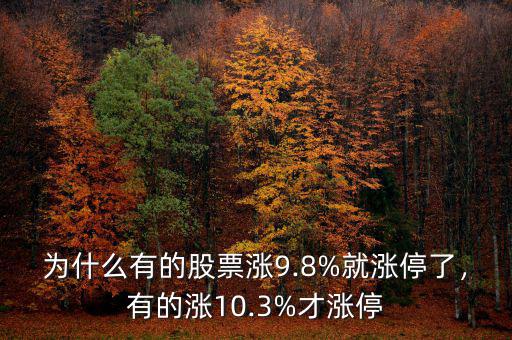 為什么有的股票漲9.8%就漲停了，有的漲10.3%才漲停