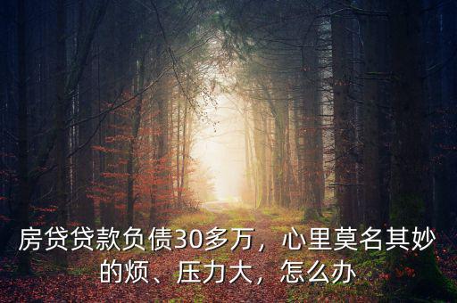 房貸貸款負(fù)債30多萬，心里莫名其妙的煩、壓力大，怎么辦