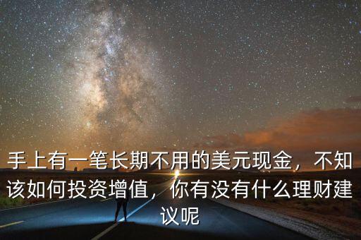 手上有一筆長期不用的美元現(xiàn)金，不知該如何投資增值，你有沒有什么理財(cái)建議呢