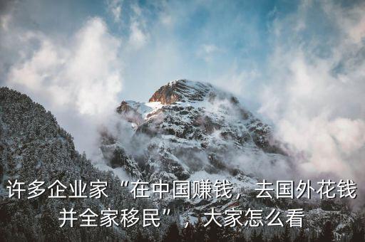 許多企業(yè)家“在中國(guó)賺錢，去國(guó)外花錢并全家移民”，大家怎么看