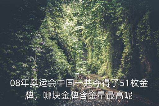 08年奧運會中國一共奪得了51枚金牌，哪塊金牌含金量最高呢