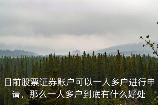 目前股票證券賬戶可以一人多戶進(jìn)行申請，那么一人多戶到底有什么好處