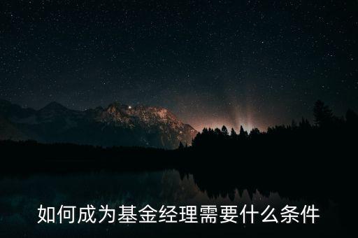 如何成為基金經(jīng)理需要什么條件