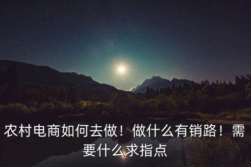 農(nóng)村電商如何去做！做什么有銷路！需要什么求指點