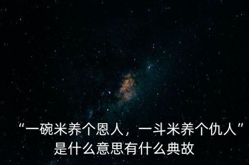 “一碗米養(yǎng)個恩人，一斗米養(yǎng)個仇人”是什么意思有什么典故