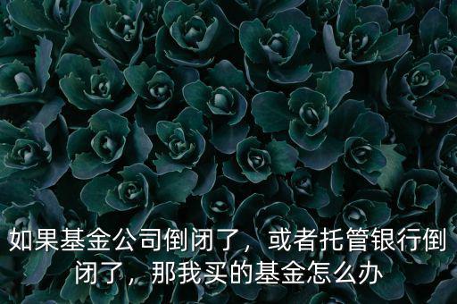 如果基金公司倒閉了，或者托管銀行倒閉了，那我買的基金怎么辦