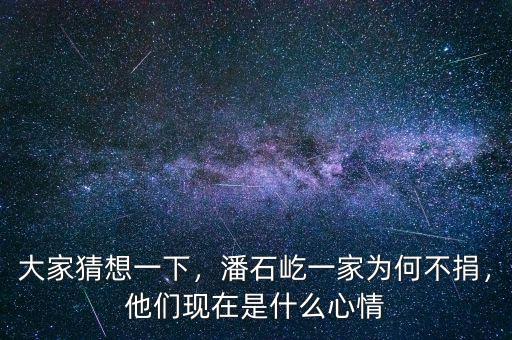 大家猜想一下，潘石屹一家為何不捐，他們現(xiàn)在是什么心情