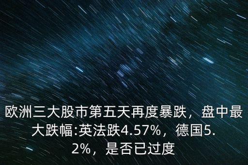 歐洲三大股市第五天再度暴跌，盤(pán)中最大跌幅:英法跌4.57%，德國(guó)5.2%，是否已過(guò)度