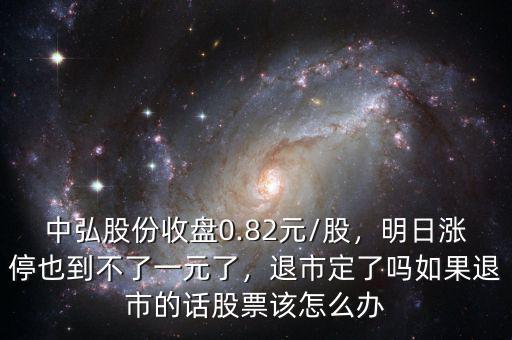 中弘股份收盤0.82元/股，明日漲停也到不了一元了，退市定了嗎如果退市的話股票該怎么辦