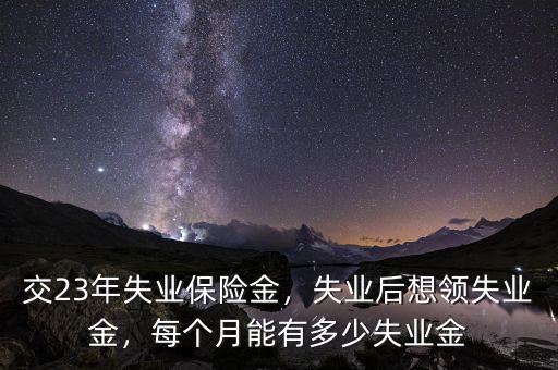 交23年失業(yè)保險金，失業(yè)后想領(lǐng)失業(yè)金，每個月能有多少失業(yè)金