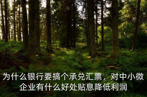 為什么銀行要搞個承兌匯票，對中小微企業(yè)有什么好處貼息降低利潤