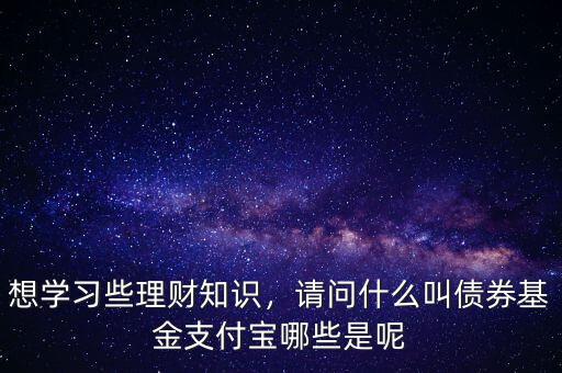 想學習些理財知識，請問什么叫債券基金支付寶哪些是呢