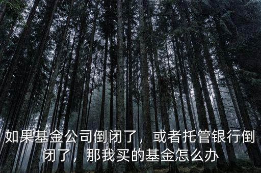 如果基金公司倒閉了，或者托管銀行倒閉了，那我買的基金怎么辦