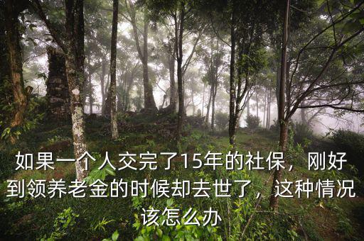 如果一個人交完了15年的社保，剛好到領(lǐng)養(yǎng)老金的時候卻去世了，這種情況該怎么辦