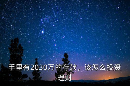 手里有2030萬的存款，該怎么投資理財(cái)