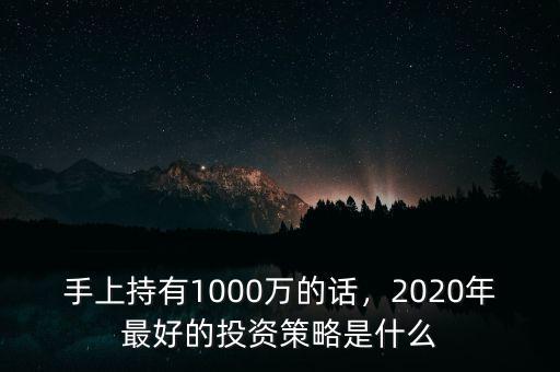 手上持有1000萬的話，2020年最好的投資策略是什么