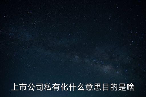 上市公司私有化什么意思目的是啥