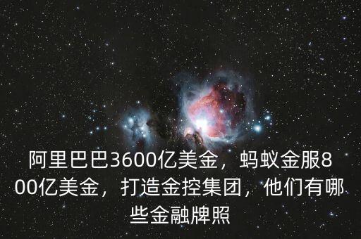 阿里巴巴3600億美金，螞蟻金服800億美金，打造金控集團，他們有哪些金融牌照