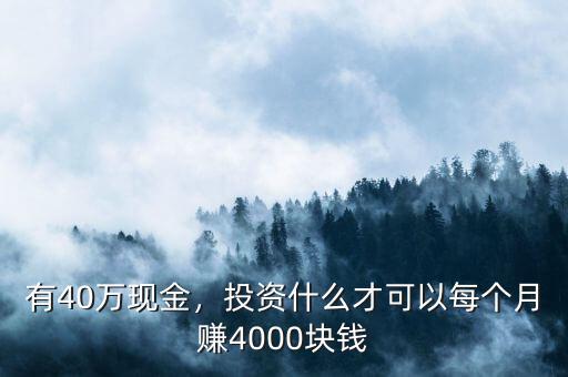 有40萬現(xiàn)金，投資什么才可以每個月賺4000塊錢