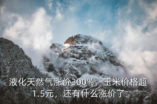 液化天然氣漲價300%，玉米價格超1.5元，還有什么漲價了