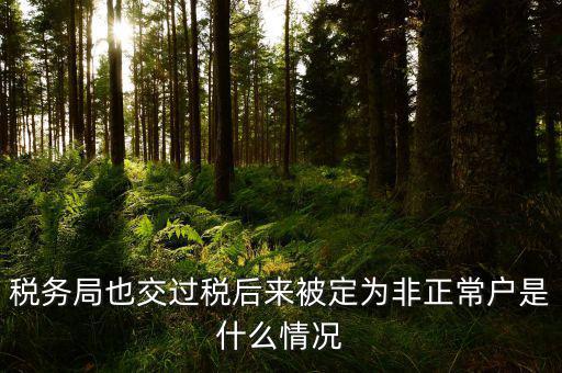 稅務(wù)局也交過稅后來被定為非正常戶是什么情況