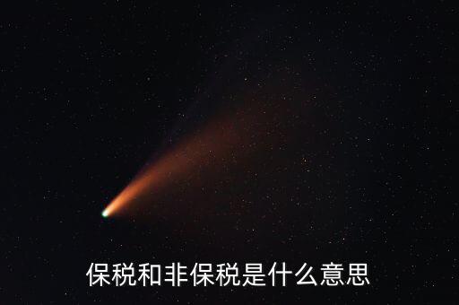 保稅和非保稅是什么意思