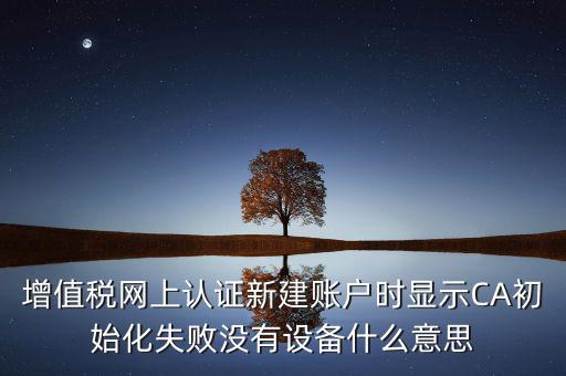 增值稅網(wǎng)上認證新建賬戶時顯示CA初始化失敗沒有設備什么意思