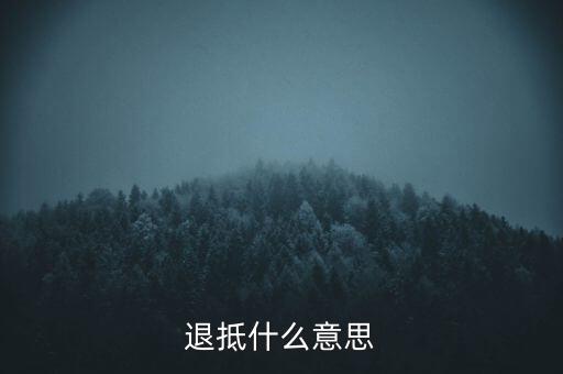 什么叫做退抵稅，退抵什么意思