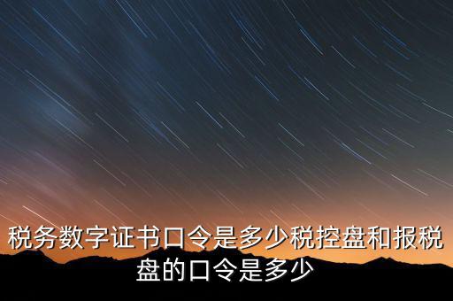 稅務數(shù)字證書口令是多少稅控盤和報稅盤的口令是多少