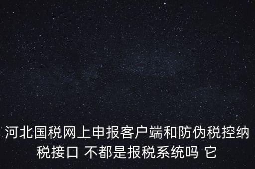 河北國稅網(wǎng)上申報(bào)客戶端和防偽稅控納稅接口 不都是報(bào)稅系統(tǒng)嗎 它