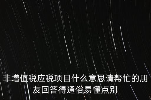 非增值稅應(yīng)稅項目什么意思請幫忙的朋友回答得通俗易懂點別