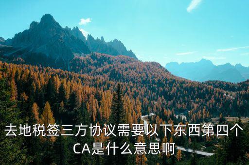 稅務(wù)局ca是什么意思，去地稅簽三方協(xié)議需要以下東西第四個CA是什么意思啊