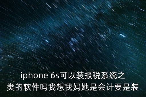 iphone 6s可以裝報稅系統(tǒng)之類的軟件嗎我想我媽她是會計要是裝