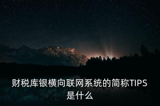 財(cái)稅庫銀橫向聯(lián)網(wǎng)系統(tǒng)的簡稱TIPS是什么