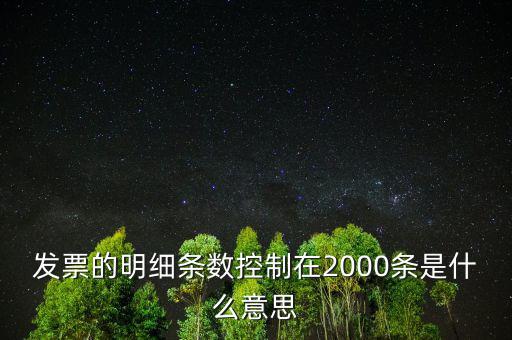 發(fā)票的明細(xì)條數(shù)控制在2000條是什么意思