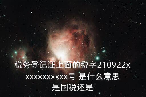 稅務(wù)登記證上面的稅字210922xxxxxxxxxxx號 是什么意思是國稅還是