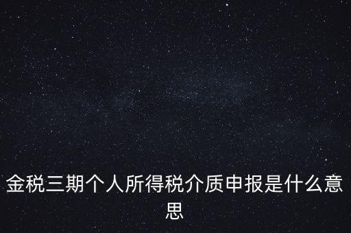 金稅三期個人所得稅介質(zhì)申報是什么意思