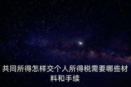 共同所得怎樣交個人所得稅需要哪些材料和手續(xù)