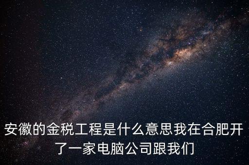 安徽的金稅工程是什么意思我在合肥開了一家電腦公司跟我們