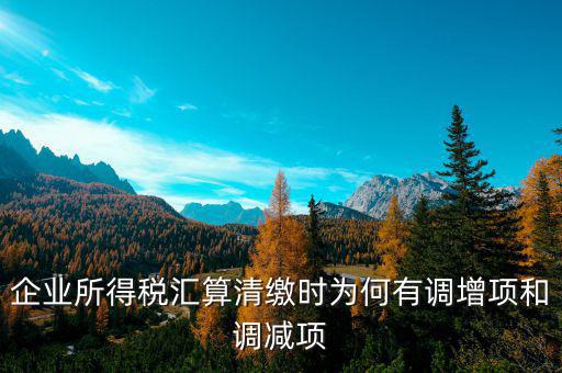 企業(yè)所得稅為什么調(diào)整，企業(yè)所得稅匯算清繳時為何有調(diào)增項和調(diào)減項