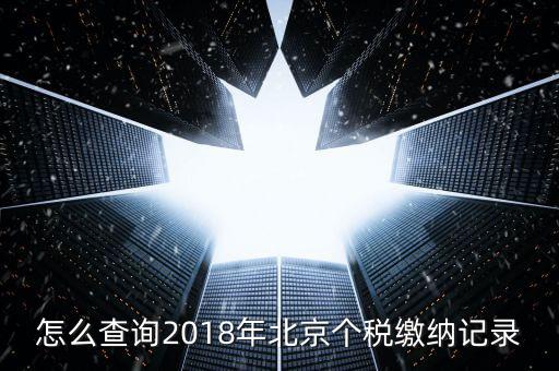 怎么查詢2018年北京個(gè)稅繳納記錄