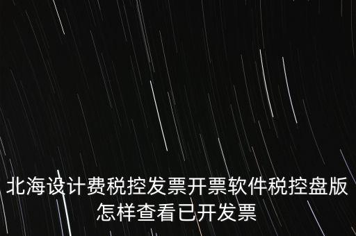 北海設計費稅控發(fā)票開票軟件稅控盤版怎樣查看已開發(fā)票