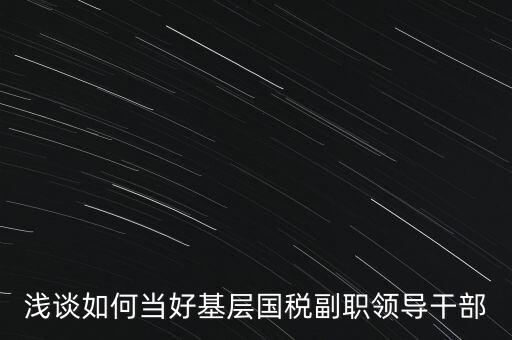 淺談如何當(dāng)好基層國(guó)稅副職領(lǐng)導(dǎo)干部