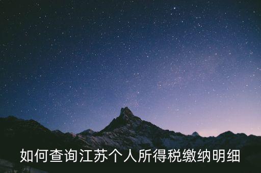 如何查詢江蘇個(gè)人所得稅繳納明細(xì)