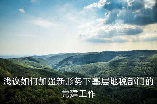 國地稅改革如何做好基層工作，淺議如何加強新形勢下基層地稅部門的黨建工作