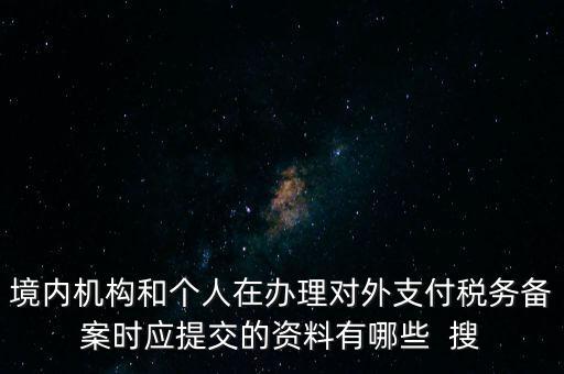 境內(nèi)機構和個人在辦理對外支付稅務備案時應提交的資料有哪些  搜