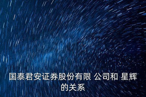 怎么星輝公司股票,星輝游戲主體為國泰君安證券股份有限公司